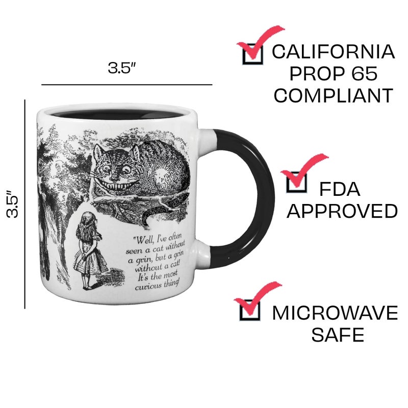 The Unemployed Philosophers Guild Heat Transforming Disappearing Cheshire Cat Mug - Hot Coffee Leaves Behind Only the Grin, Comes in Gift Box, 12oz - Image 4